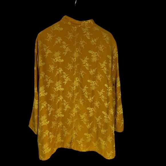 URU By Kristine St. Erik Vintage Mustard Gold Jacquard Tunic Jacket One Size - Picture 2 of 6